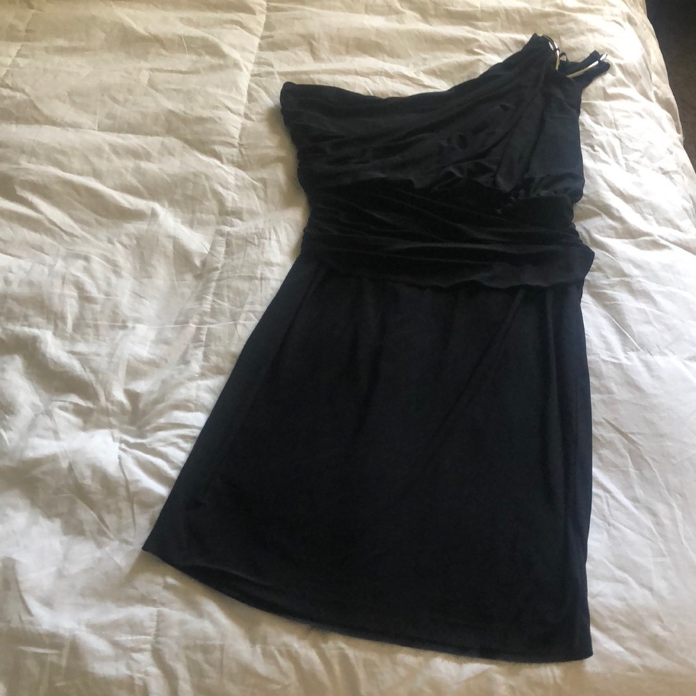 MarcBouwerHybrid black cocktail one shoulder dress